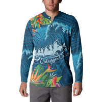 Outrigger Canoe Blue Button Sweatshirt On The Waves