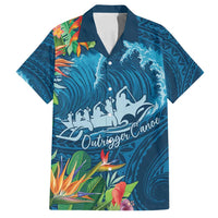 Outrigger Canoe Blue Family Matching Tank Maxi Dress and Hawaiian Shirt On The Waves