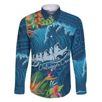 Outrigger Canoe Blue Family Matching Tank Maxi Dress and Hawaiian Shirt On The Waves