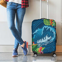 Outrigger Canoe Blue Luggage Cover On The Waves LT7 - Polynesian Pride