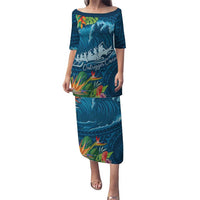 Outrigger Canoe Blue Puletasi On The Waves