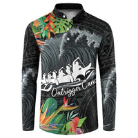Outrigger Canoe Black Button Sweatshirt On The Waves