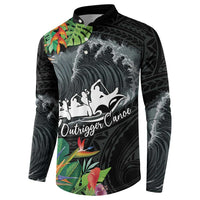 Outrigger Canoe Black Button Sweatshirt On The Waves