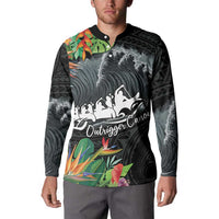Outrigger Canoe Black Button Sweatshirt On The Waves