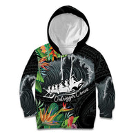 Outrigger Canoe Black Kid Hoodie On The Waves