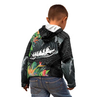 Outrigger Canoe Black Kid Hoodie On The Waves