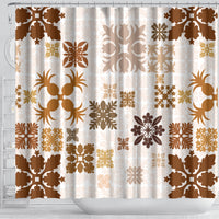 Vintage Hawaii Shower Curtain Hawaiian Quilt Kapa Mismatch Beige LT7 - Polynesian Pride