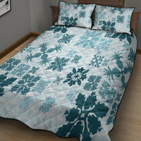 Vintage Hawaii Quilt Bed Set Hawaiian Quilt Kapa Mismatch Teal LT7 - Polynesian Pride