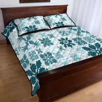Vintage Hawaii Quilt Bed Set Hawaiian Quilt Kapa Mismatch Teal LT7 - Polynesian Pride
