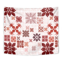 Vintage Hawaii Tapestry Hawaiian Quilt Kapa Mismatch Red LT7 - Polynesian Pride