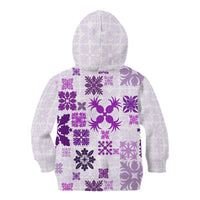 Vintage Hawaii Kid Hoodie Hawaiian Quilt Kapa Mismatch Purple LT7 - Polynesian Pride