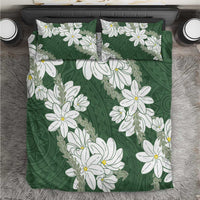 Ia Orana Tahiti Tiare Bedding Set Sage Green Lei - Polynesian Pride