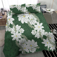 Ia Orana Tahiti Tiare Bedding Set Sage Green Lei - Polynesian Pride