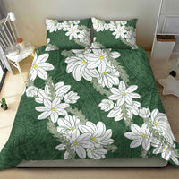 Ia Orana Tahiti Tiare Bedding Set Sage Green Lei - Polynesian Pride