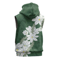 Ia Orana Tahiti Tiare Sleeveless Hoodie Sage Green Lei - Polynesian Pride