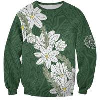Ia Orana Tahiti Tiare Sweatshirt Sage Green Lei - Polynesian Pride