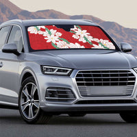 Ia Orana Tahiti Tiare Auto Sun Shade Crimson Lei - Polynesian Pride