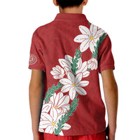 Ia Orana Tahiti Tiare Kid Polo Shirt Crimson Lei - Polynesian Pride
