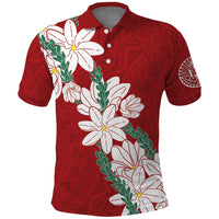 Ia Orana Tahiti Tiare Polo Shirt Crimson Lei - Polynesian Pride
