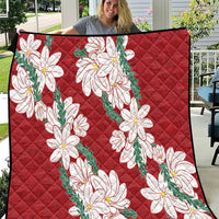 Ia Orana Tahiti Tiare Quilt Crimson Lei LT7 Red - Polynesian Pride