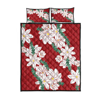 Ia Orana Tahiti Tiare Quilt Bed Set Crimson Lei LT7 - Polynesian Pride