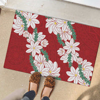Ia Orana Tahiti Tiare Rubber Doormat Crimson Lei - Polynesian Pride