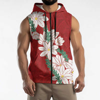 Ia Orana Tahiti Tiare Sleeveless Zip Hoodie Crimson Lei - Polynesian Pride
