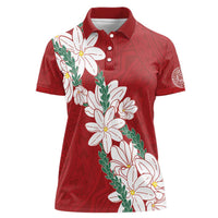 Ia Orana Tahiti Tiare Women Polo Shirt Crimson Lei - Polynesian Pride