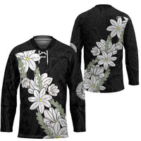 Ia Orana Tahiti Tiare Hockey Jersey Black Lei - Polynesian Pride
