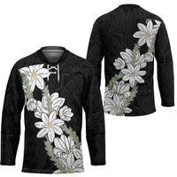 Ia Orana Tahiti Tiare Hockey Jersey Black Lei - Polynesian Pride