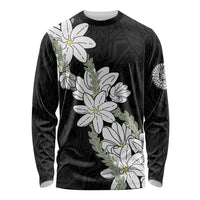 Ia Orana Tahiti Tiare Long Sleeve Shirt Black Lei - Polynesian Pride