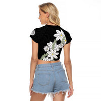 Ia Orana Tahiti Tiare Raglan Cropped T Shirt Black Lei - Polynesian Pride