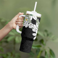 Ia Orana Tahiti Tiare Tumbler With Handle Black Lei - Polynesian Pride