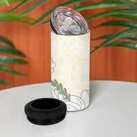 Ia Orana Tahiti Tiare 4 in 1 Can Cooler Tumbler Lemon Yellow Lei - Polynesian Pride