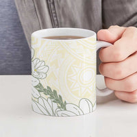 Ia Orana Tahiti Tiare Ceramic Mug Lemon Yellow Lei - Polynesian Pride