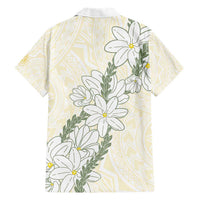 Ia Orana Tahiti Tiare Family Matching Short Sleeve Bodycon Dress and Hawaiian Shirt Lemon Yellow Lei - Polynesian Pride