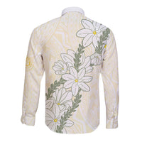 Ia Orana Tahiti Tiare Long Sleeve Button Shirt Lemon Yellow Lei - Polynesian Pride