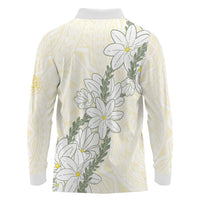 Ia Orana Tahiti Tiare Long Sleeve Polo Shirt Lemon Yellow Lei - Polynesian Pride