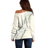 Ia Orana Tahiti Tiare Off Shoulder Sweater Lemon Yellow Lei - Polynesian Pride