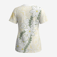 Ia Orana Tahiti Tiare Scrub Top Lemon Yellow Lei - Polynesian Pride