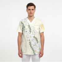 Ia Orana Tahiti Tiare Scrub Top Lemon Yellow Lei - Polynesian Pride