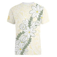 Ia Orana Tahiti Tiare Women V-Neck T-Shirt Lemon Yellow Lei - Polynesian Pride