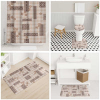 Hawaiian Quilt Tapa On Beige Palaka Motifs Bathroom Set