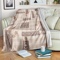 Hawaiian Quilt Tapa On Beige Palaka Motifs Blanket