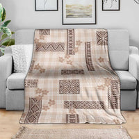 Hawaiian Quilt Tapa On Beige Palaka Motifs Blanket