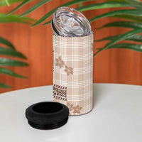 Hawaiian Quilt Tapa On Beige Palaka Motifs 4 in 1 Can Cooler Tumbler