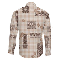 Hawaiian Quilt Tapa On Beige Palaka Motifs Family Matching Mermaid Dress and Hawaiian Shirt