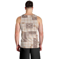 Hawaiian Quilt Tapa On Beige Palaka Motifs Men Tank Top