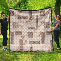 Hawaiian Quilt Tapa On Beige Palaka Motifs Quilt
