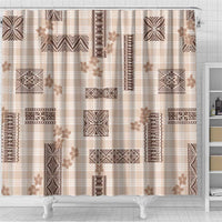 Hawaiian Quilt Tapa On Beige Palaka Motifs Shower Curtain LT7 - Polynesian Pride